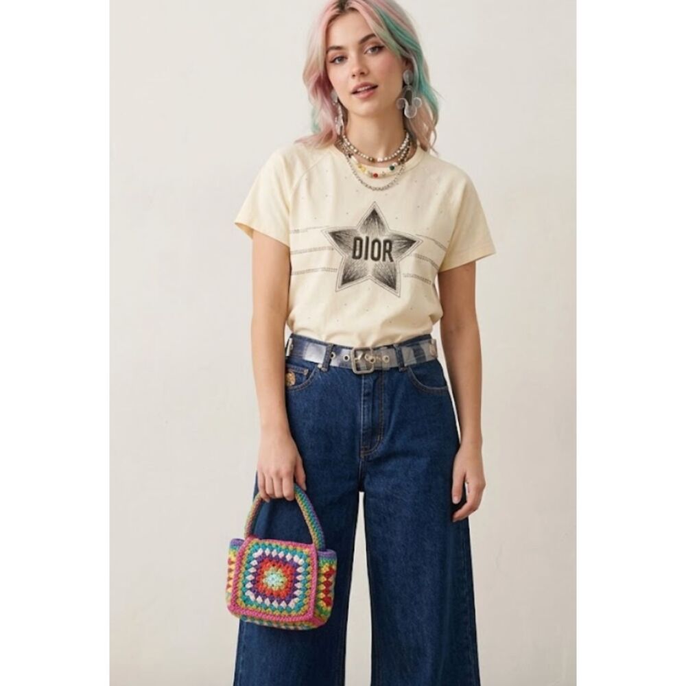 Christian Dior (Replica) White Star Graphic Tee - Size Medium 🌟